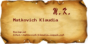Matkovich Klaudia névjegykártya